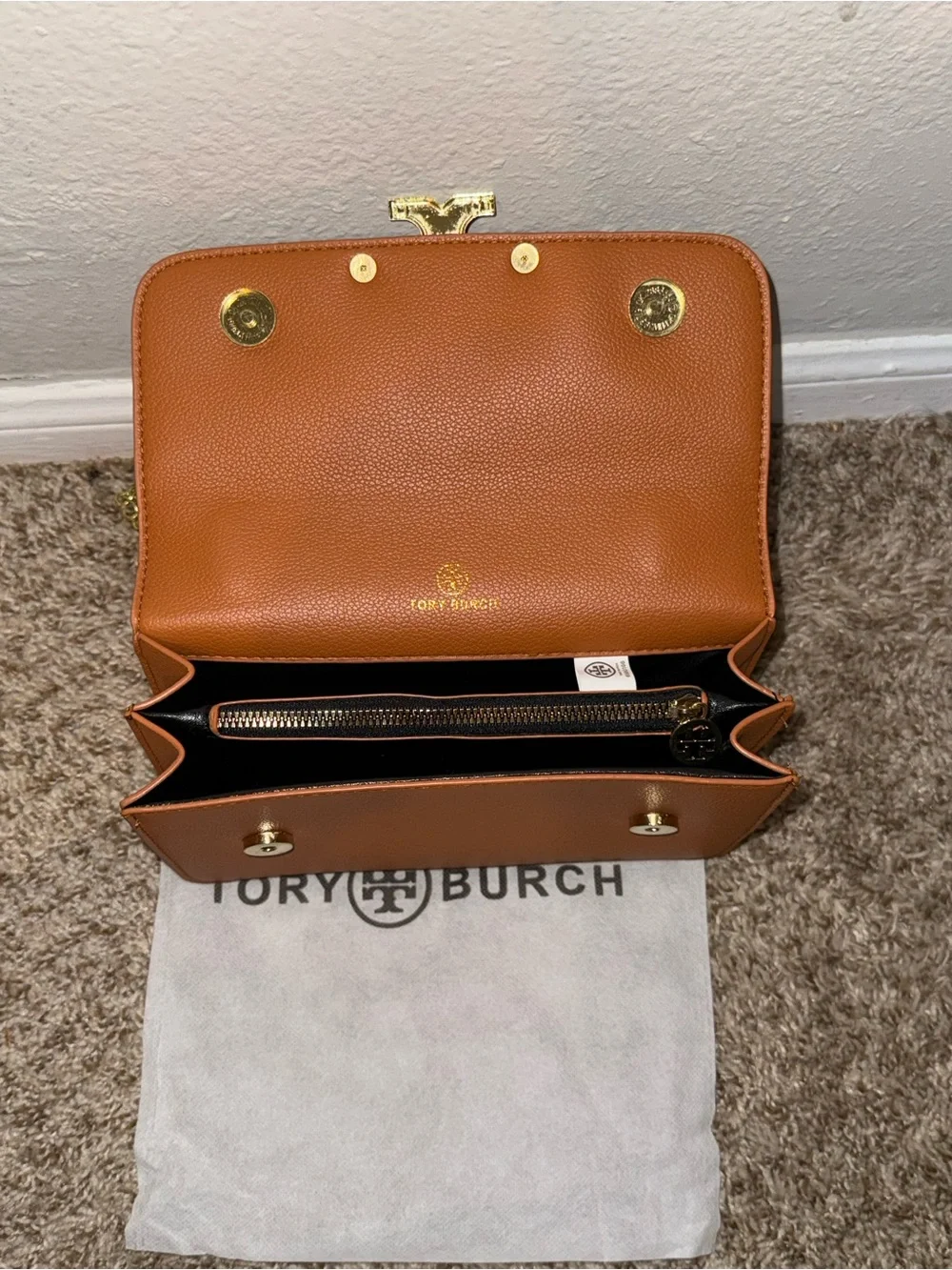 Tory Burch Kira Convertible Shoulder Bag in Cognac